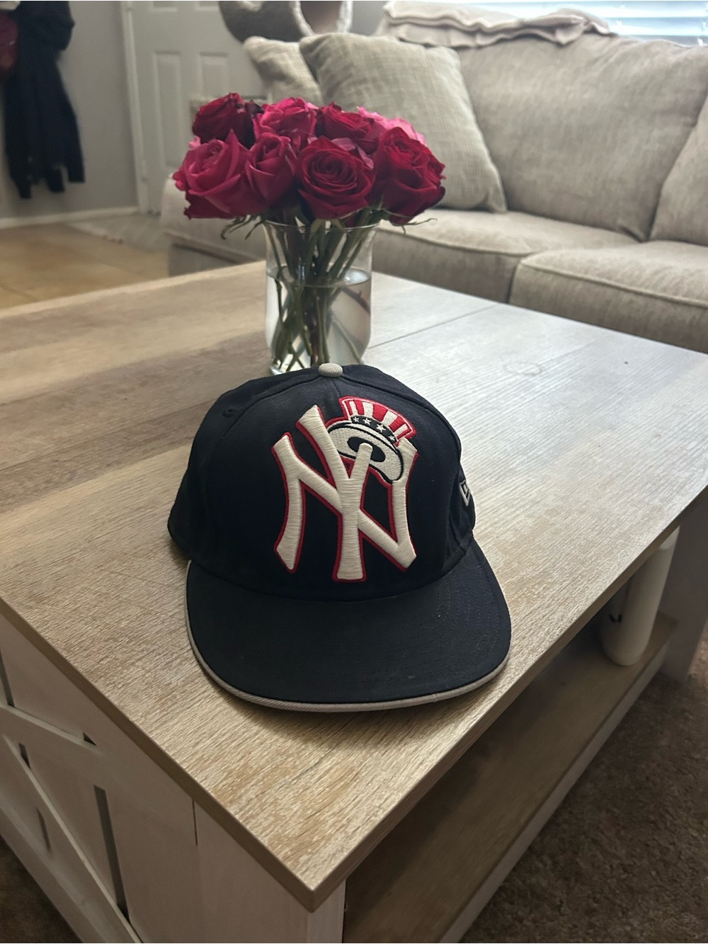 New Era Yankees Black Cap with Red and White Trim NY Logo